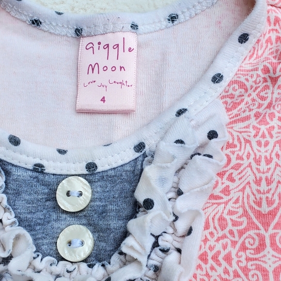 Giggle Moon Pink and Gray Ruffle Dress Size 4T - Picture 3 of 5
